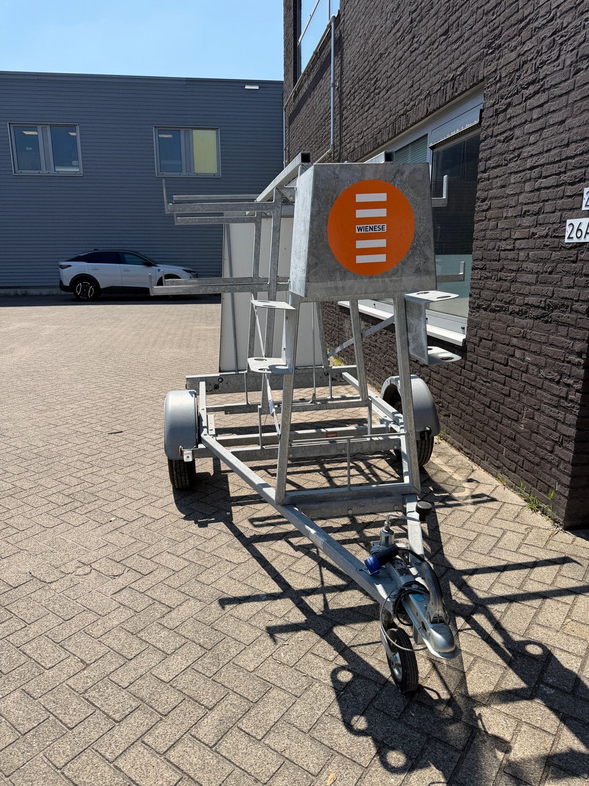 WIENSE Aanhangwagen voor steiger (750 kg), Ophalen of Verzenden, Gebruikt, Rolsteiger of Kamersteiger, 5 meter of hoger