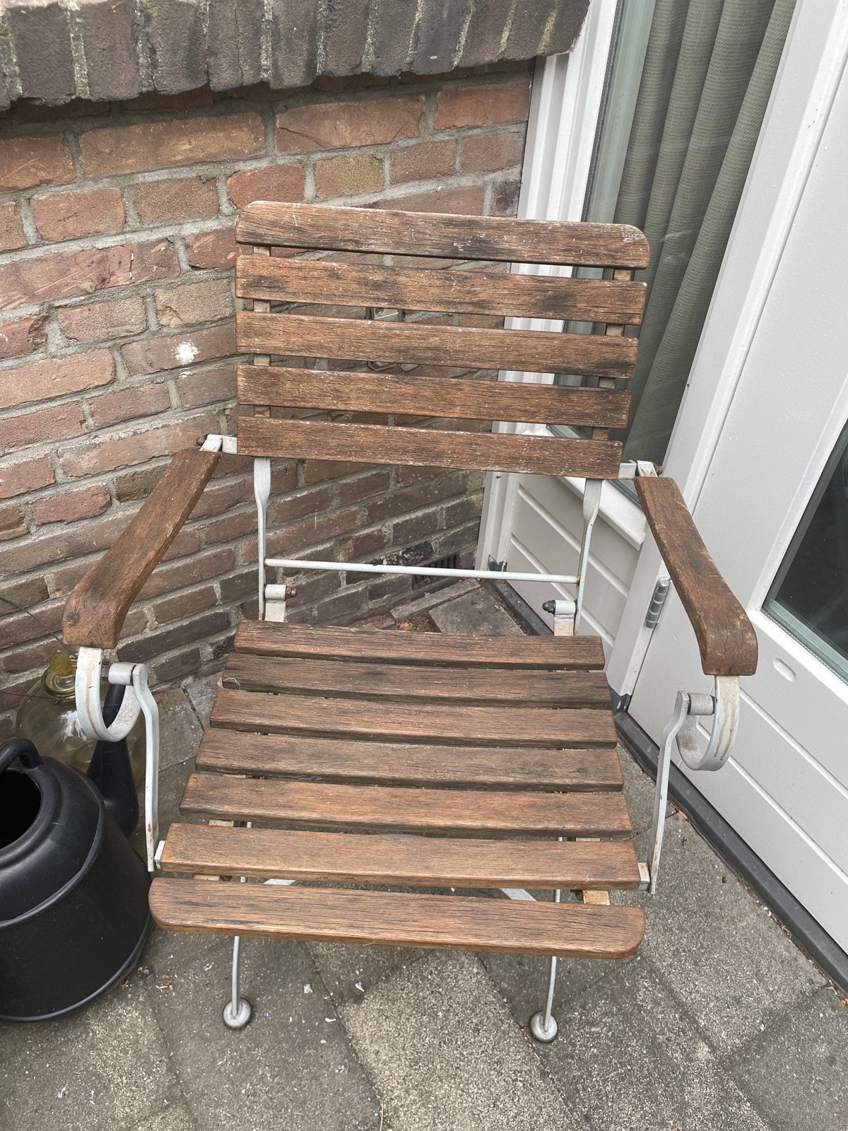 2 Houten /bistrostoeltjes, inklapbaar - Garden Green, Tuin en Terras, Ophalen, Gebruikt, Hout, Inklapbaar