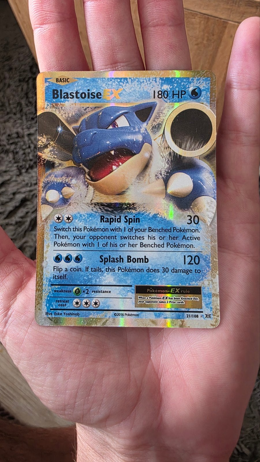 Blastoise EX Pokémon Kaart - Foil (21/108), Ophalen of Verzenden, Gebruikt, Losse kaart, Foil