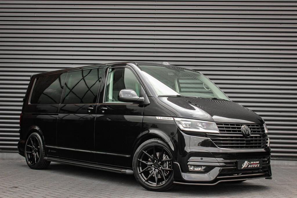 Volkswagen Transporter 2.0 TDI L2H1 CARAVELLE 204PK DC DUBBE, Auto's, 4 cilinders, Volkswagen, Zwart, Leder