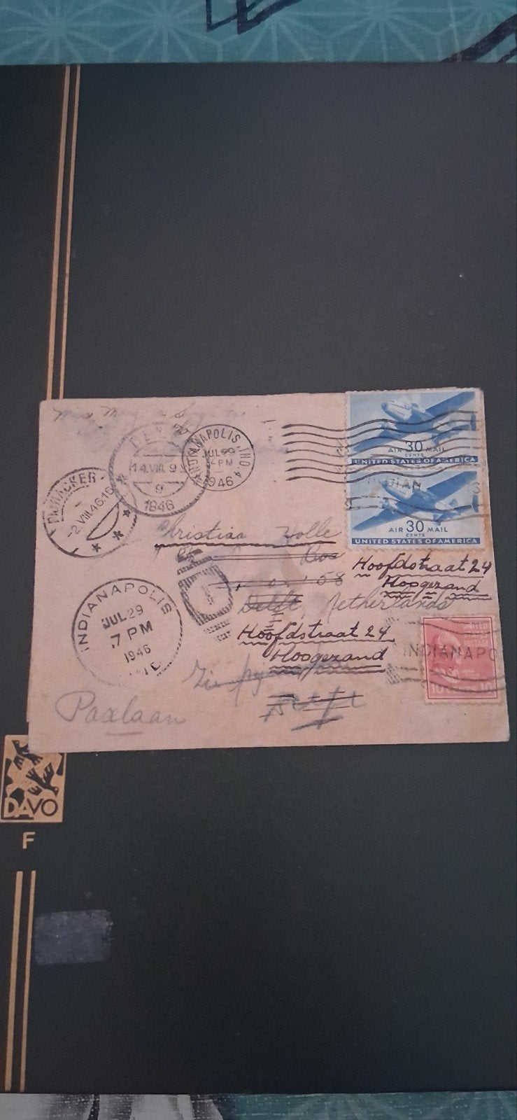Oude briefkaart uit 1946 met postzegels, Ophalen of Verzenden, Onbeschreven, Rest van de wereld