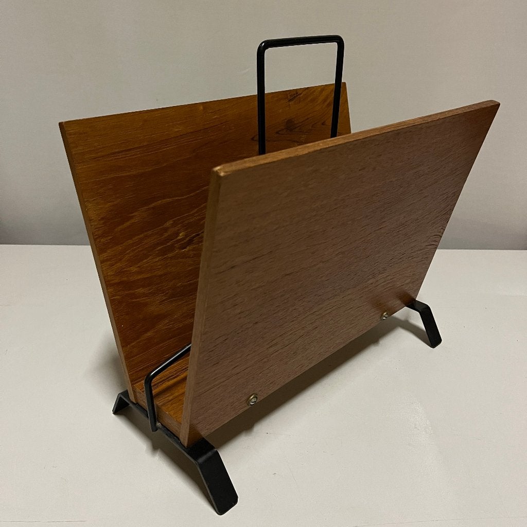Jaren 50 60 vintage teak plywood staal krantenbak, Huis en Inrichting, Gebruikt, Jaren 50, Teak, Ophalen of Verzenden