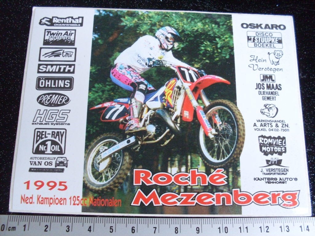 sticker Roché Mezenberg ned kamp 125cc 1995 motorcross, Verzenden, Zo goed als nieuw, Sport