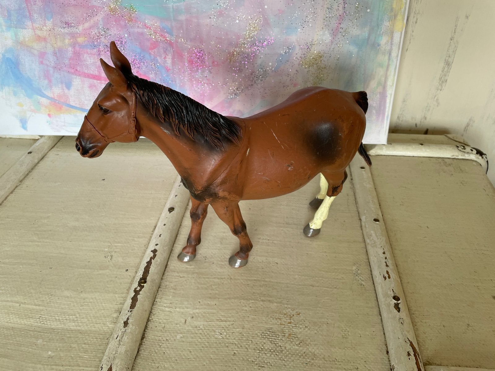 Vintage Bruin Paard Speelgoed Figuur - Decoratief, Ophalen of Verzenden, Gebruikt