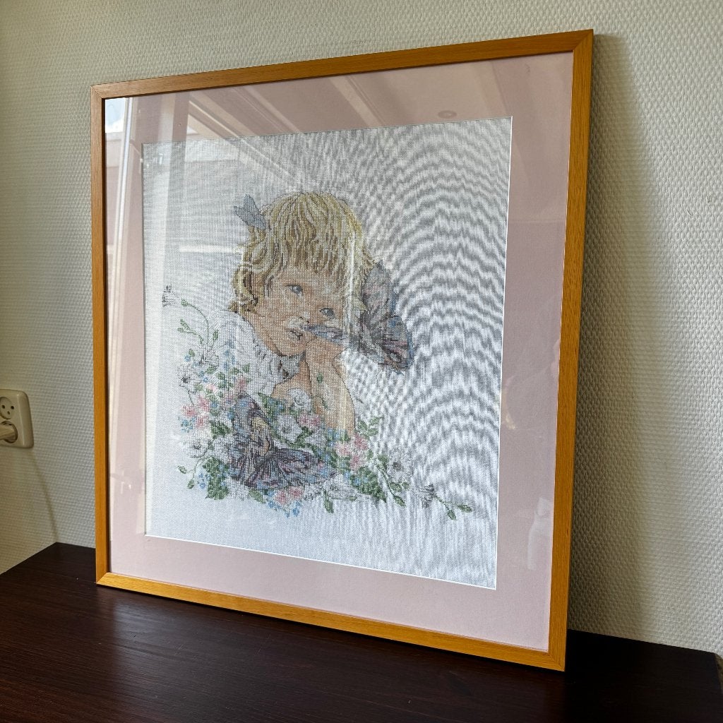 Vintage Geborduurd Schilderij Maria van Scharrenburg Meisje, Antiek en Kunst, Ophalen