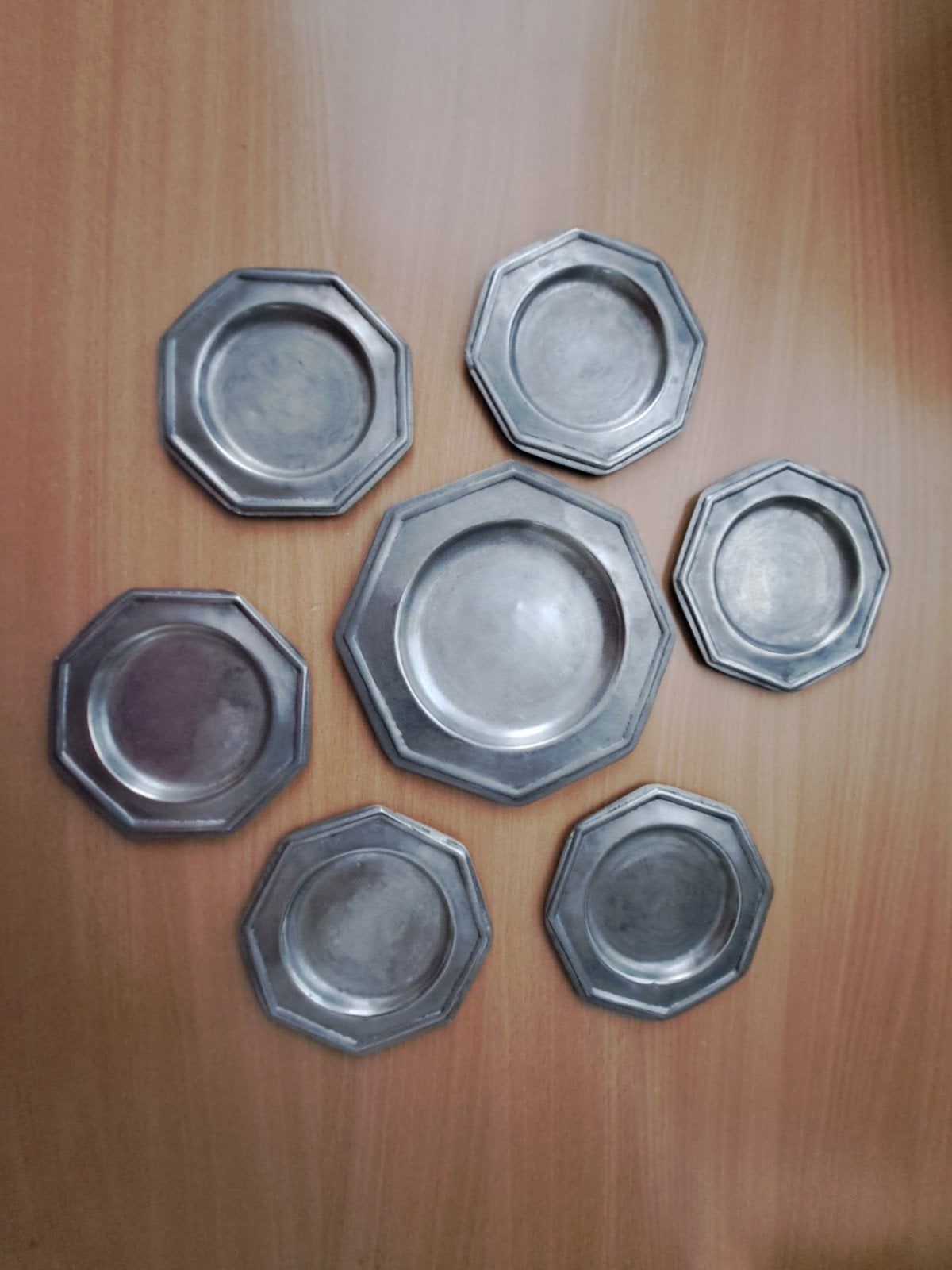 Set tinnen onderzetters (92% tin), Antiek en Kunst, Ophalen