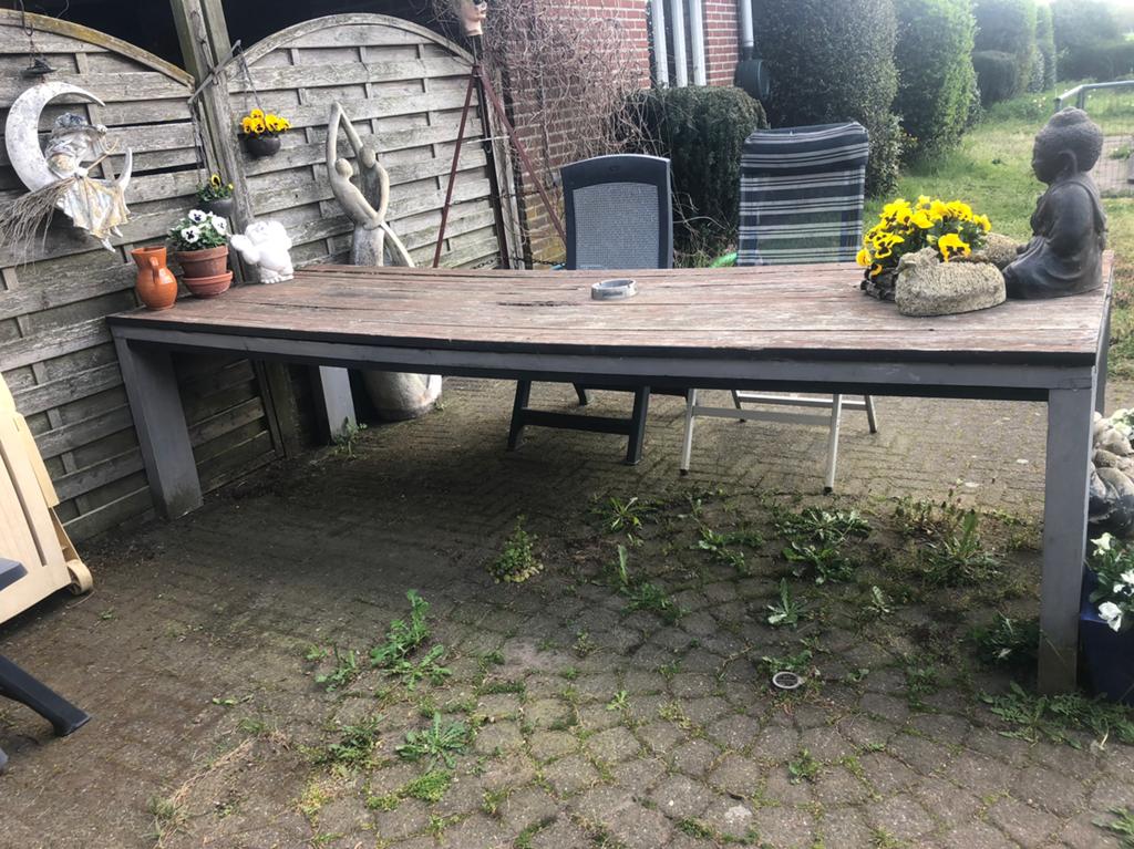 Grote houten tuintafel, Tuin en Terras, Tuintafels, Ophalen, Gebruikt, Rechthoekig, Hout