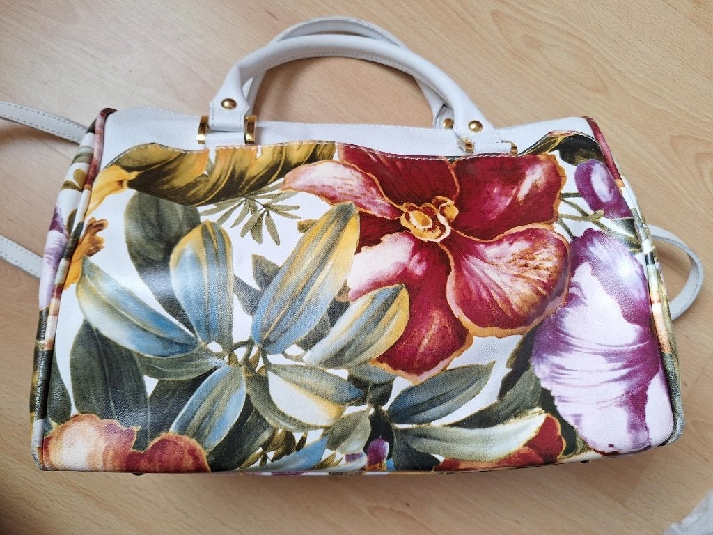 Lederen damestas bloem, Ophalen of Verzenden, Zo goed als nieuw, Overige kleuren, Handtas