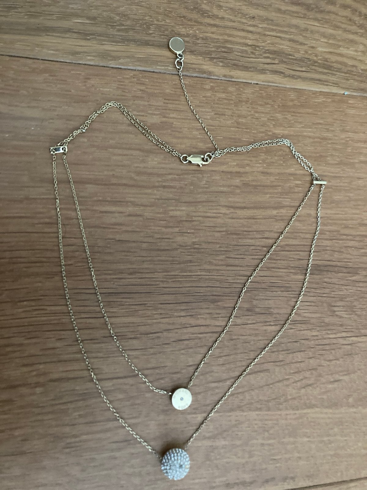 Dubbel Michael Kors kettinkje goudkleurig, Met kristal, Overige materialen, Gebruikt, Ophalen of Verzenden