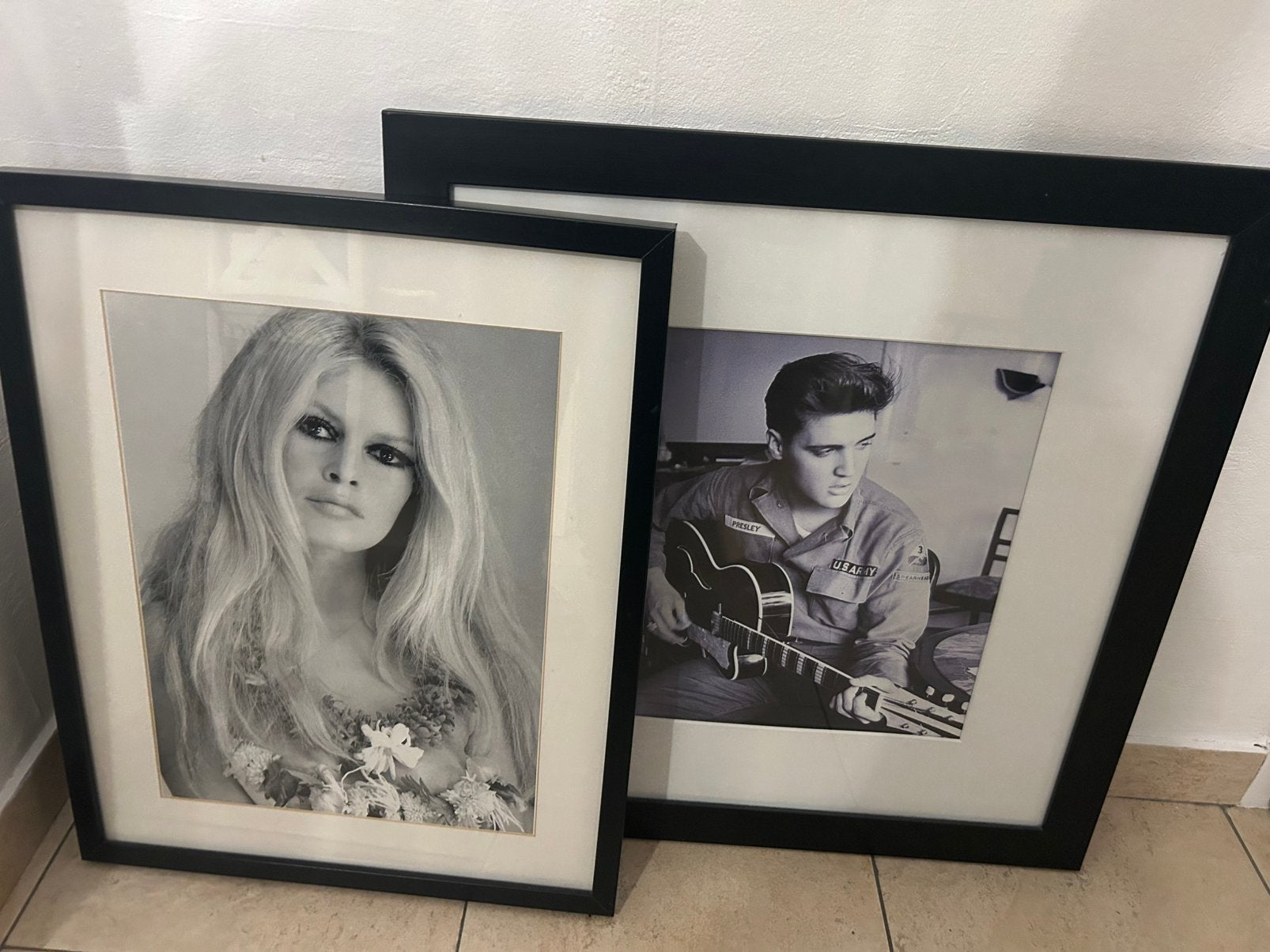 3 mooie lijsten birgitbardot elvis en marlijn monroe, Ophalen