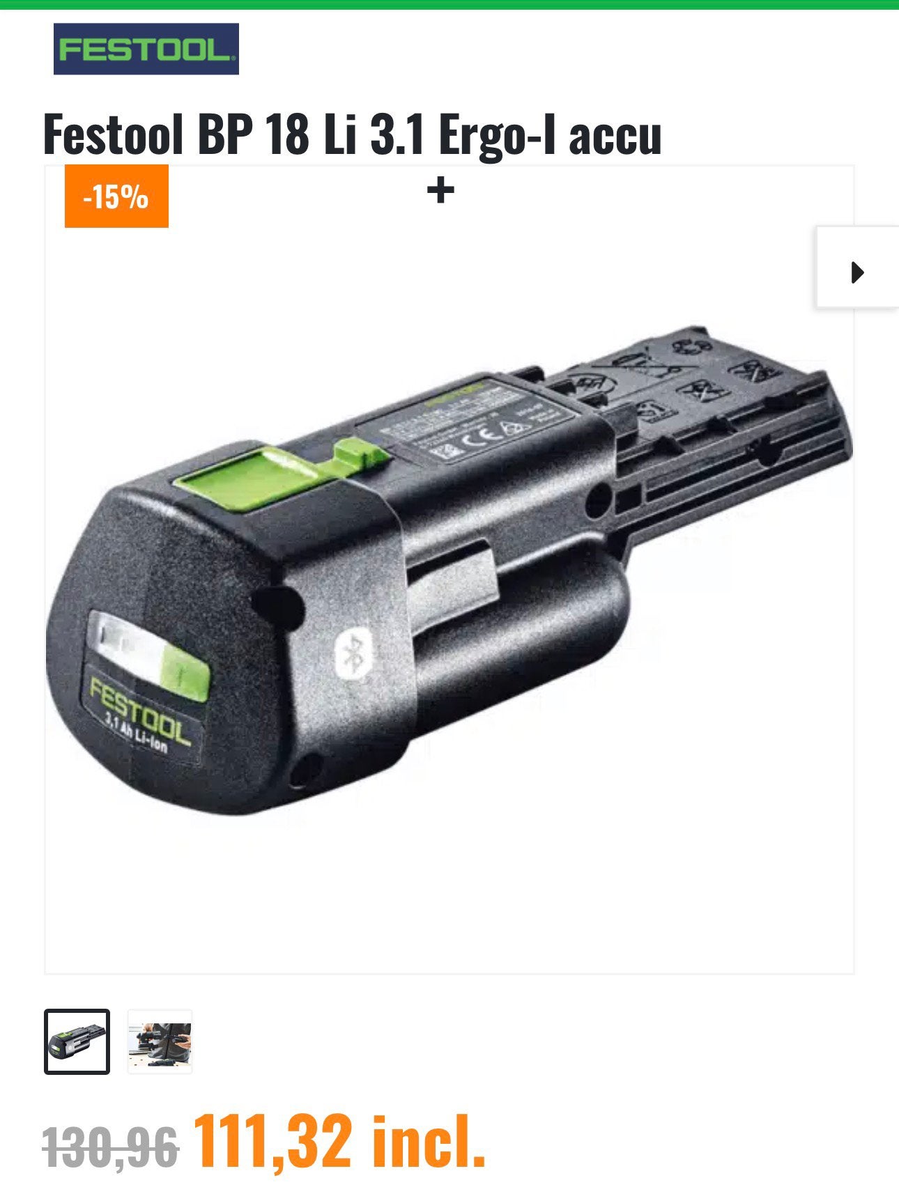 Accuu festool Bluetooth, Ophalen, Gebruikt