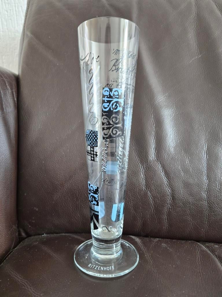 Ritzenhoff glas met blauw en zwart patroon, Verzamelen, Ophalen of Verzenden