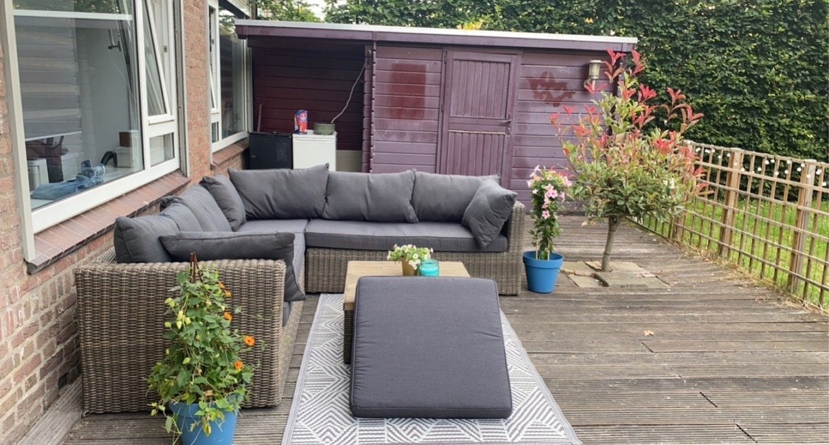 Rotan loungeset 230x230cm - Gebruikt, Ophalen, Gebruikt, Rotan, Loungeset
