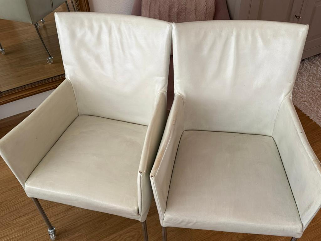 Bert Plantagie eetkamer stoelen wit leer 3 stuks, Huis en Inrichting, Ophalen, Gebruikt, Drie, Wit