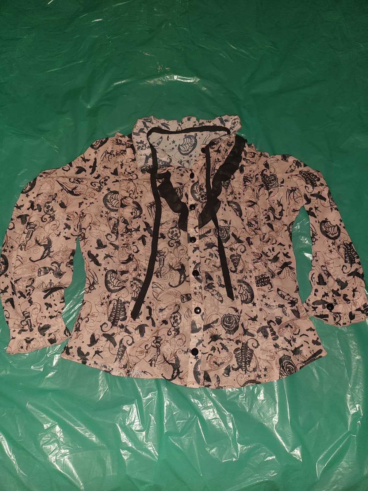 Roze blouse met Halloween-print en strikdetail, Verzenden, Maat 42/44 (L), Onbekend, Roze
