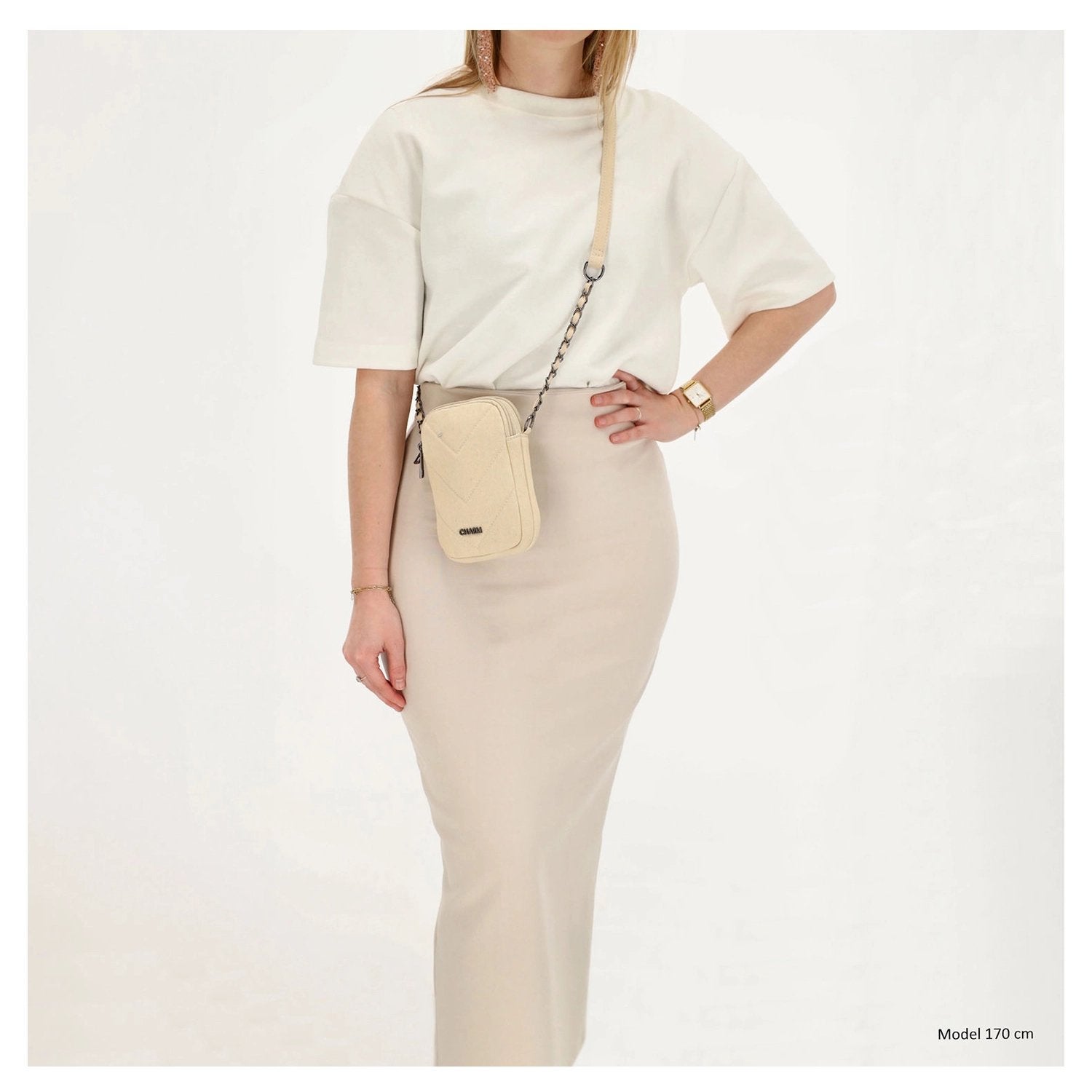 Charm London Hollywood Phonebag Beige, Ophalen of Verzenden, Nieuw, Beige, Schoudertasje