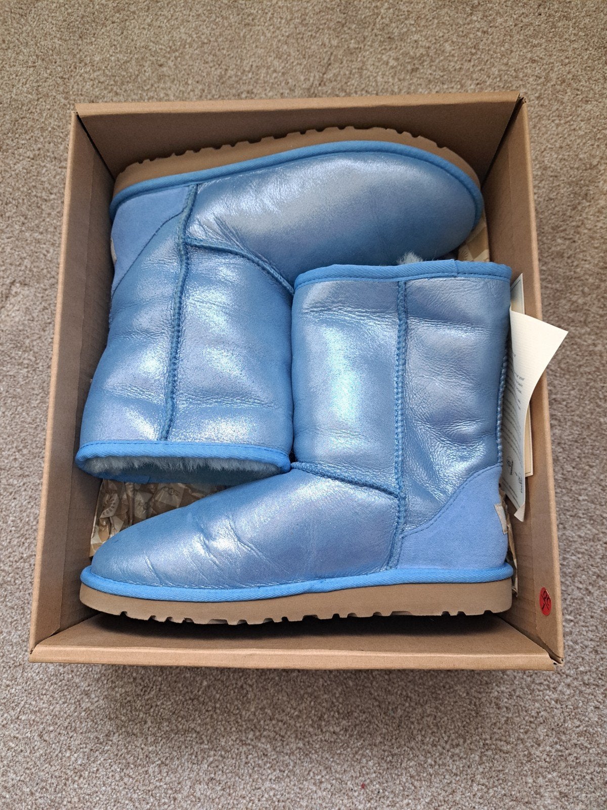 Uggs Classic Glitter Lichtblauw Metallic Maat 36, Ophalen, UGG, Blauw, Lage of Enkellaarzen