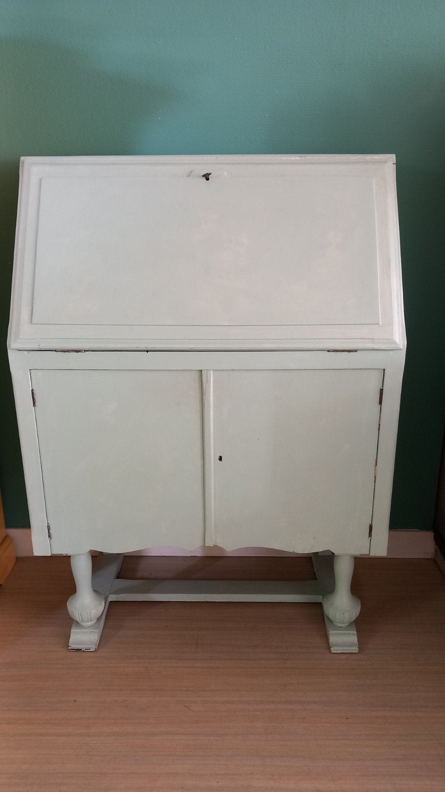 Vintage secretaire/schrijfbureau - mintgroen, Huis en Inrichting, Ophalen, Gebruikt, Vintage