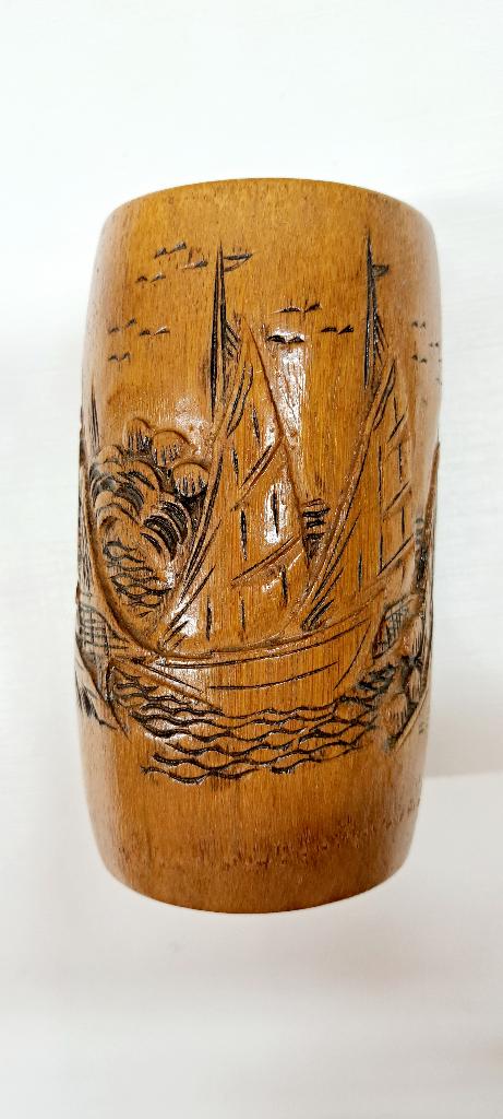 2 oude bamboe penselenbeker, Ophalen of Verzenden