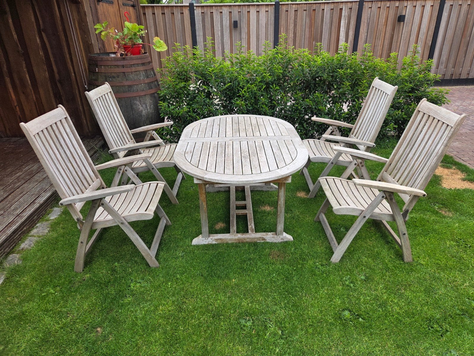 Teak houten tuinset, Ophalen, Gebruikt, Teakhout