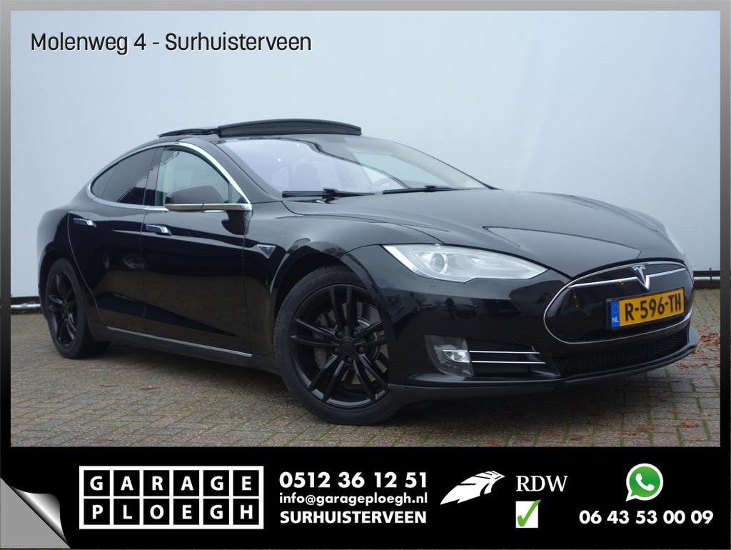 Tesla Model S 85 Free Supercharge Incl BTW Panorama Leer+Ver, Auto's, Tesla, Achterwielaandrijving, Gebruikt, Model S, Zwart