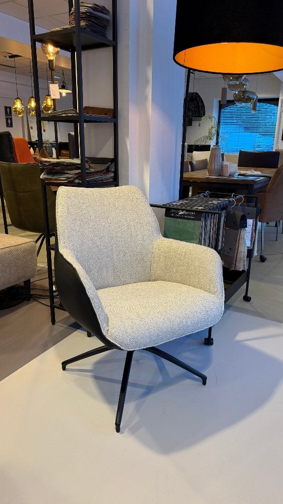 Bree's New World fauteuil Kiq leer/stof | Woonloods Dongen, Ophalen, Minder dan 75 cm, Zo goed als nieuw, Leer