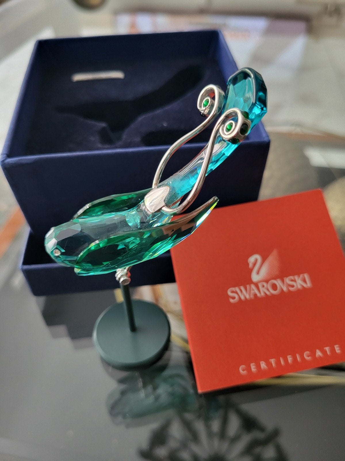 Swarovski  object antique green vogel 925 Zilver, Verzamelen, Swarovski, Ophalen of Verzenden