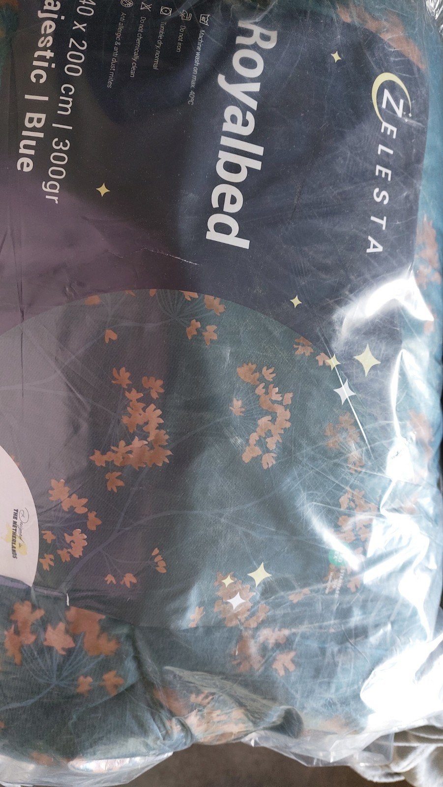 Zelesta Royalbed Majestic Blue Dekbedovertrek 140x200 cm, Ophalen, Eenpersoons, Blauw, Dekbedovertrek