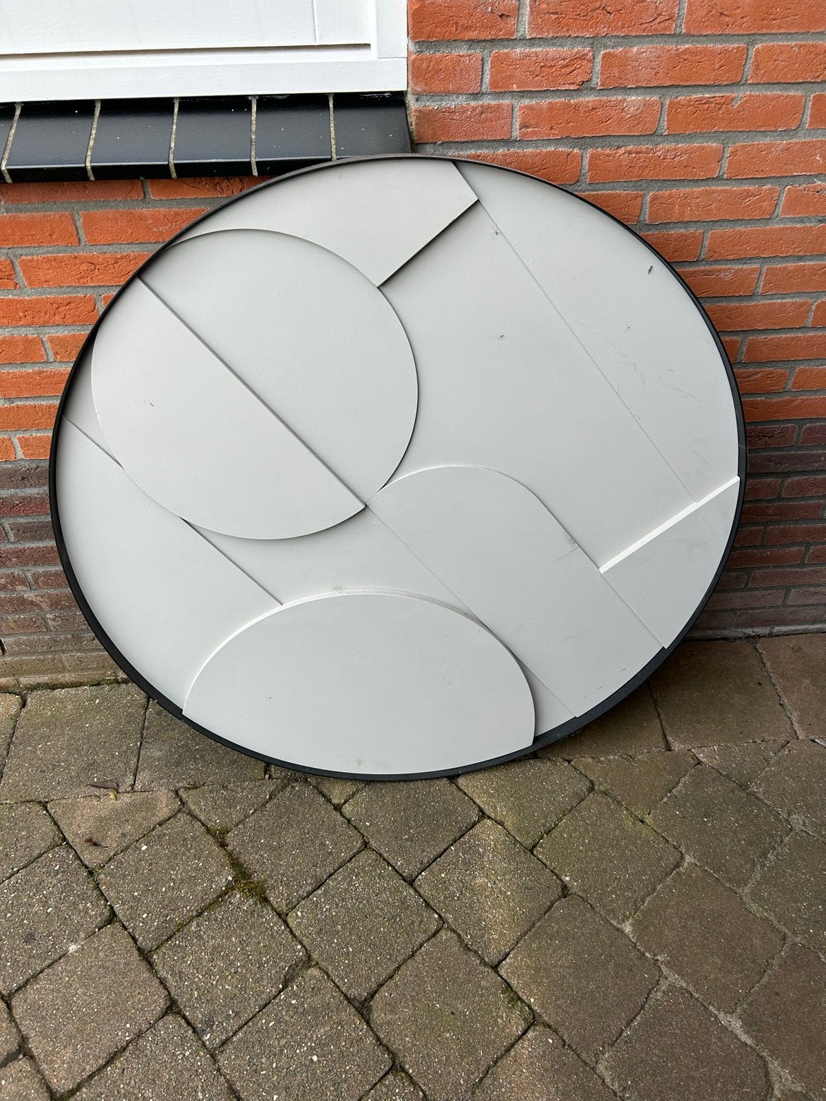 Woood Fiona houten decoratiebord met metalen rand, Ophalen, Hout, Meerkleurig, Nieuw