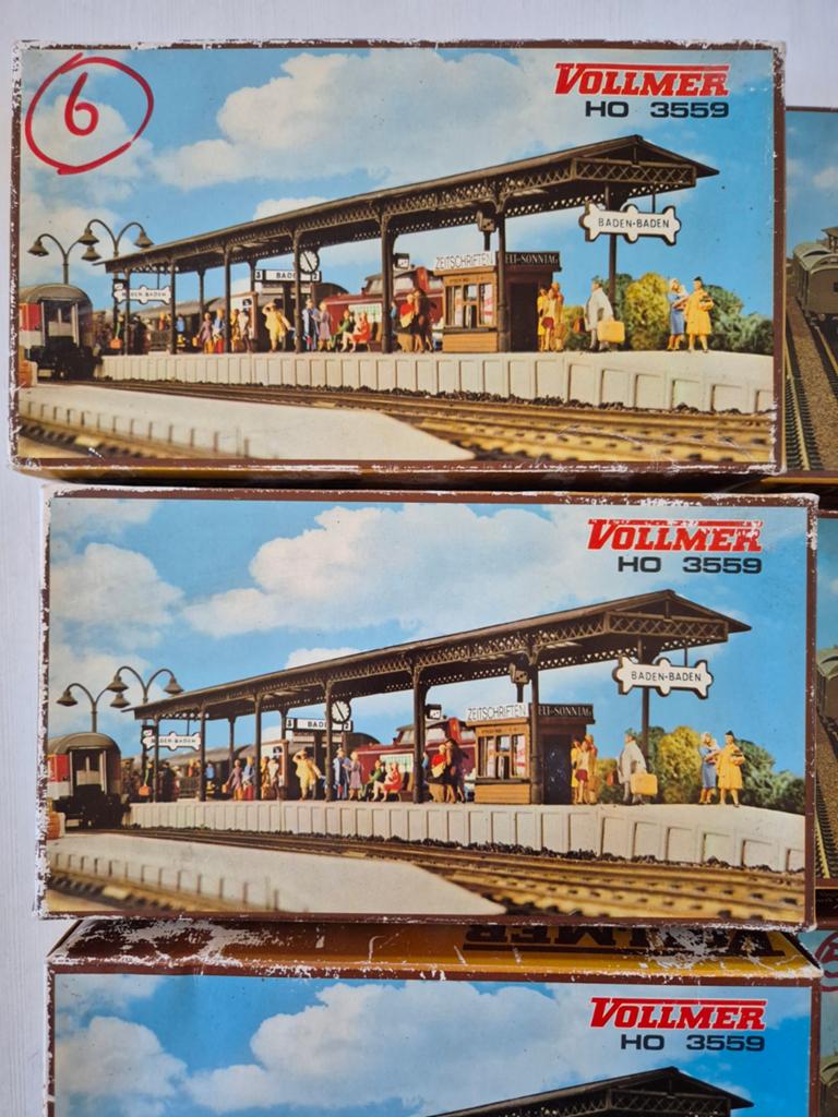 Mooie 6-delige Vollmer H0 perronset Baden 3558/3559, Ophalen of Verzenden, Zo goed als nieuw, Brug, Tunnel of Gebouw