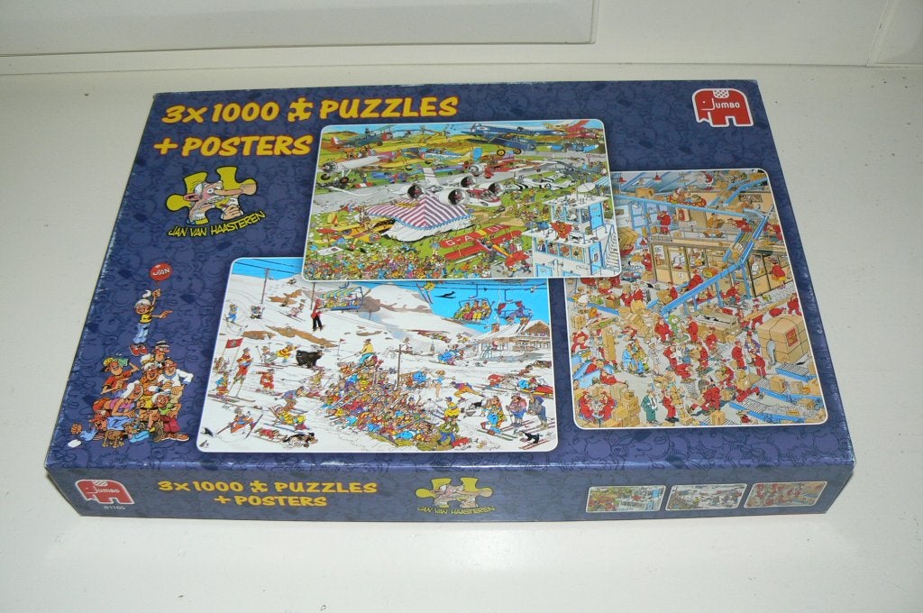 Jan van Haasteren 3 X 1000 stukjes puzzels No.81165, Ophalen of Verzenden, 500 t/m 1500 stukjes, Zo goed als nieuw, Legpuzzel