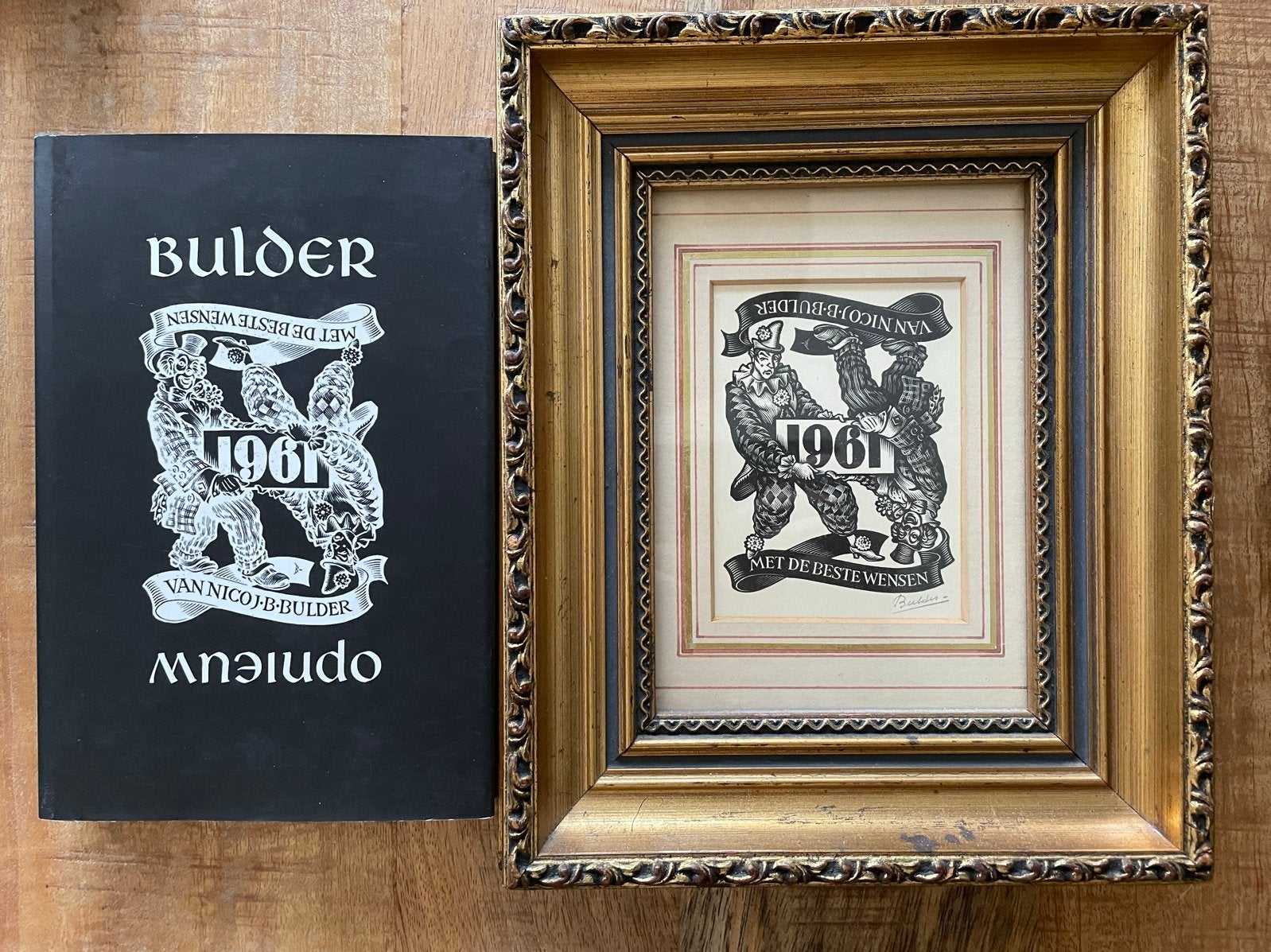 Gesigneerde en ingelijste houtgravure  - Nico Bulder, Ophalen of Verzenden