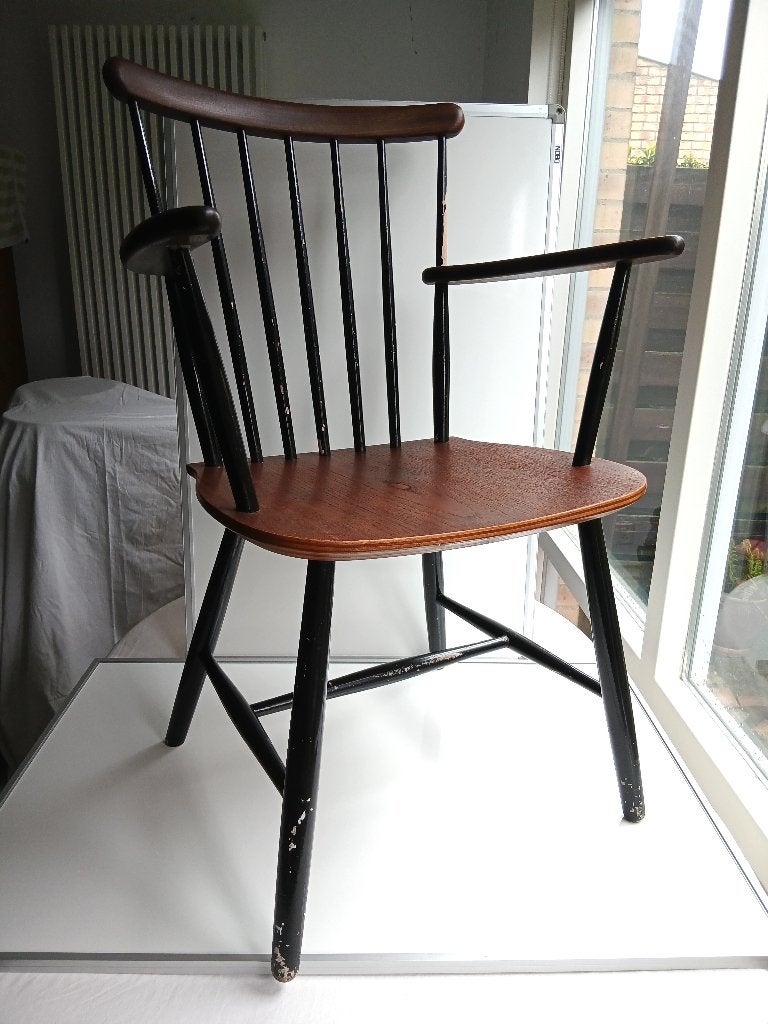 Deense Billund spijlenstoel, bureaustoel, vintage, teak, '60, Ophalen, Gebruikt, Zwart, Tapiovaara