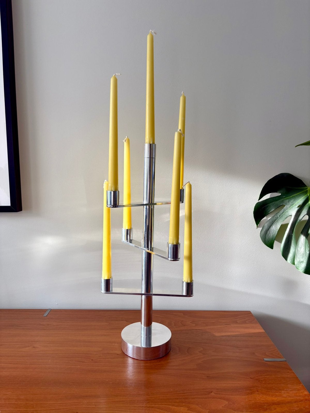 Dutch design Edward van Vliet chrome kandelaar Dragon, Huis en Inrichting, Woonaccessoires | Kandelaars en Kaarsen, Zo goed als nieuw