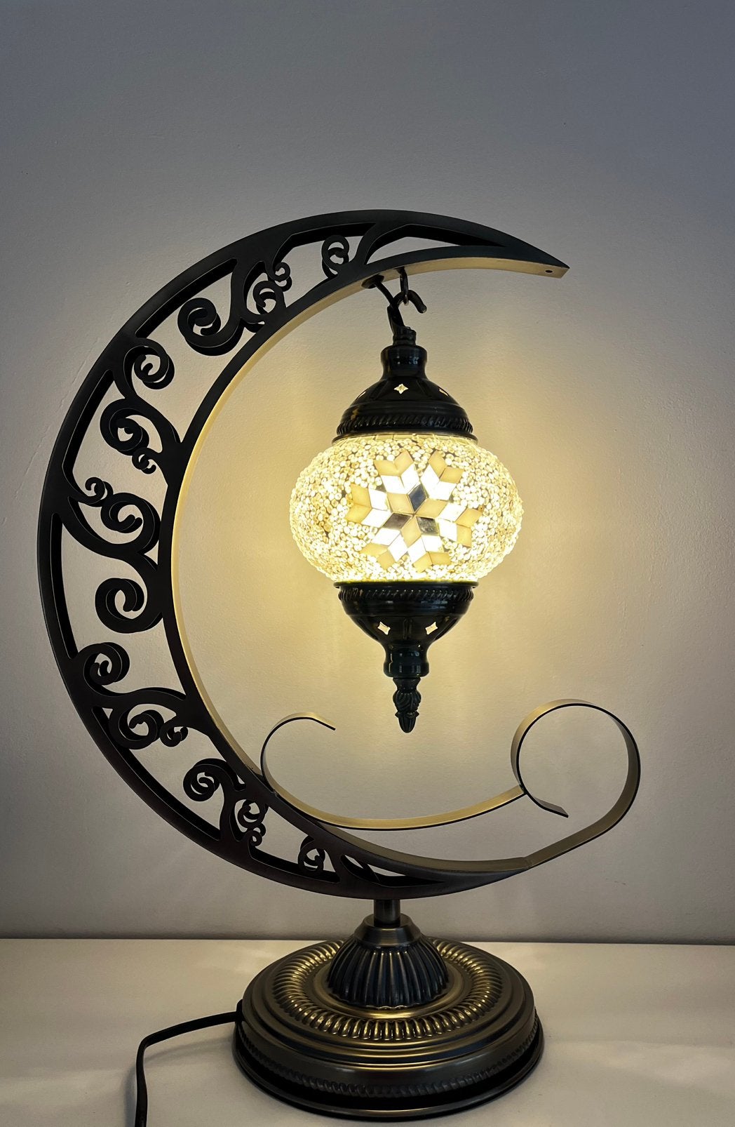 Marokkaanse lamp maan, Huis en Inrichting, Lampen | Tafellampen, Zilver, Ophalen of Verzenden, Zo goed als nieuw, E14 (klein)