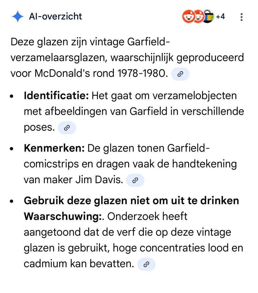 Vintage Garfield glazen - set van 5 stuks, Ophalen of Verzenden, Gebruikt