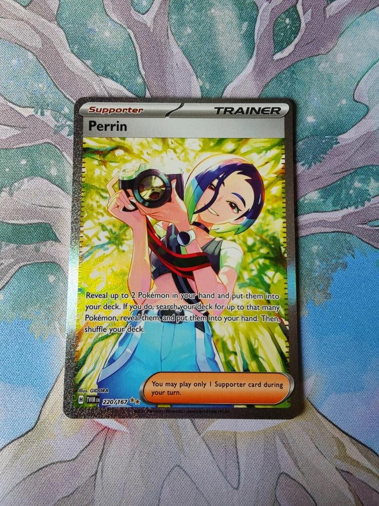 Pokemon twilight masquerade perrin illustration trainer 220, Ophalen of Verzenden, Nieuw, Losse kaart, Foil