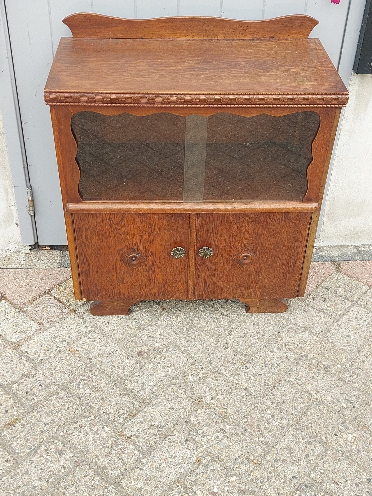 Vintage theekastje retro oud kastje halkast servieskastje, Ophalen, Gebruikt