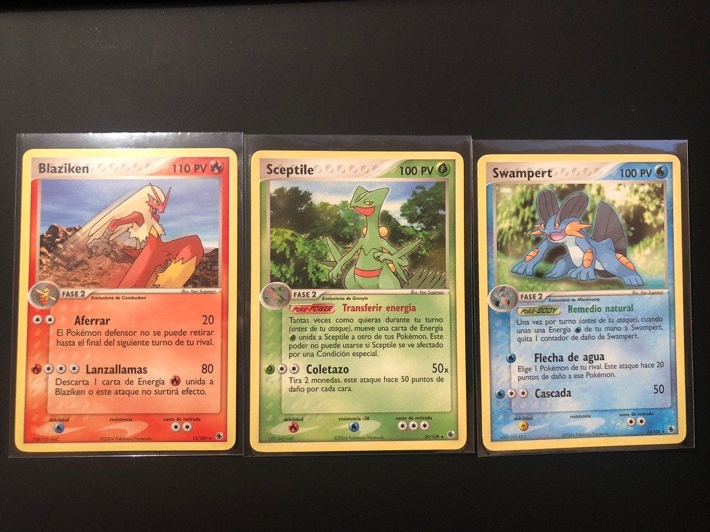 Blaziken Sceptile Swampert ex ruby & sapphire spaans, Ophalen of Verzenden, Nieuw, Meerdere kaarten