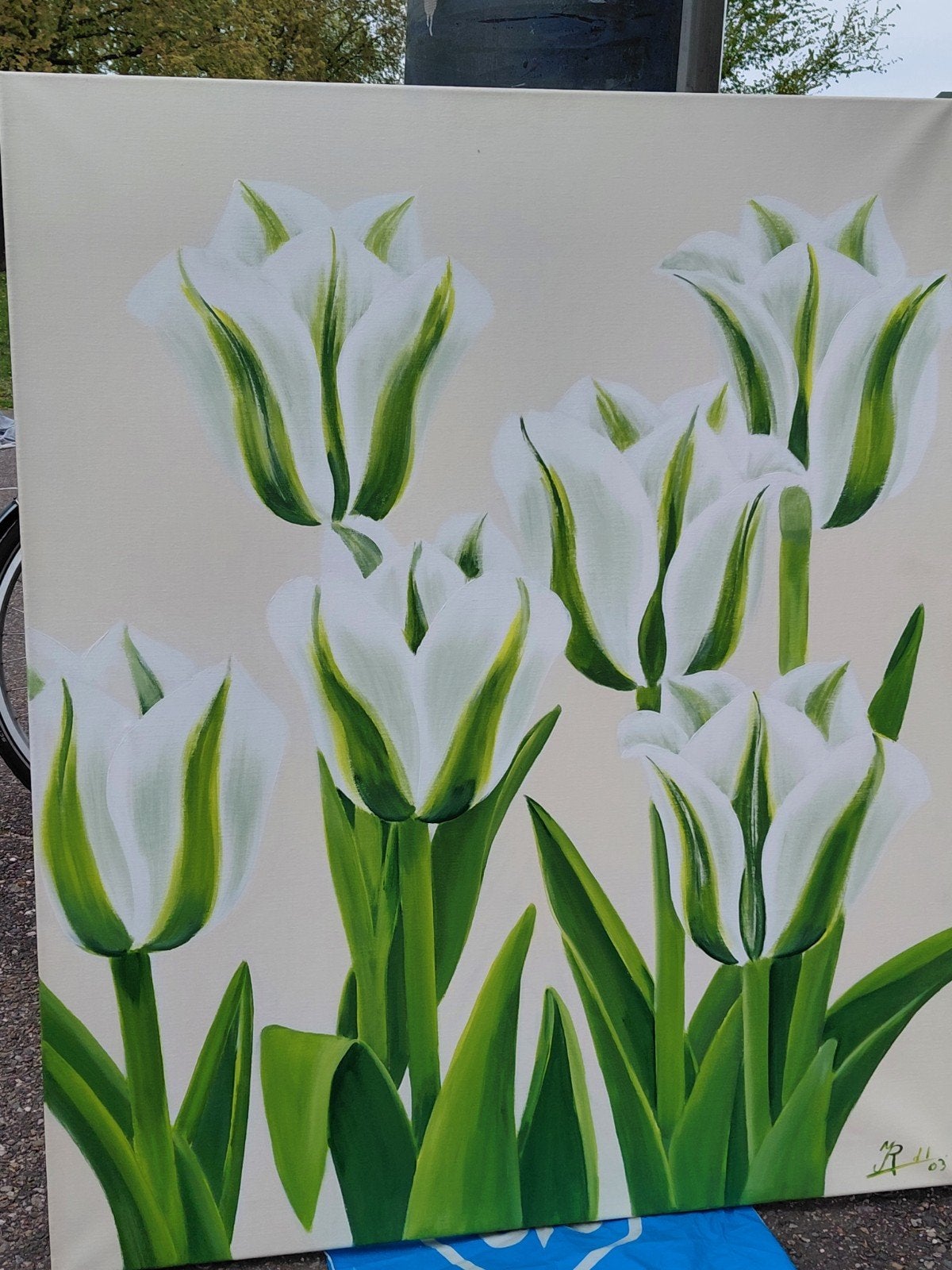 Tulpen schilderij van Joop Rozendaal., Antiek en Kunst, Ophalen, Gesigneerd, Bloemen