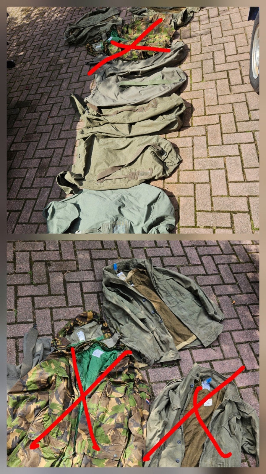 Hele partij met oude leger kleding/oude Defensie kleding, Verzamelen, Ophalen, Landmacht, Nederland, Kleding of Schoenen