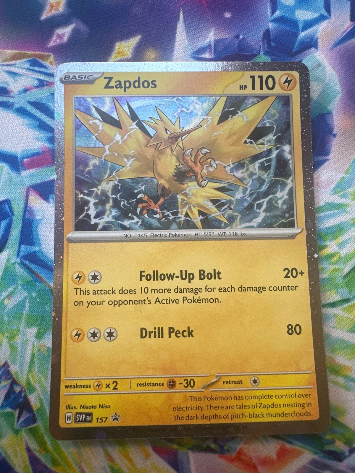 Zapdos SVP157 Scarlet & Violet Promo Pokémon Kaart, Ophalen of Verzenden, Zo goed als nieuw, Losse kaart, Foil