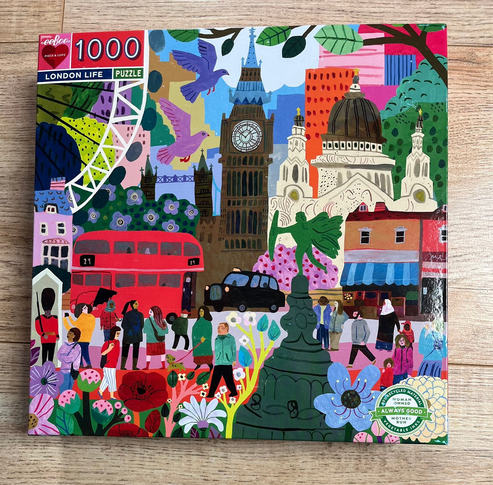 Eeboo puzzel 1000 stukjes London life, Ophalen of Verzenden, 500 t/m 1500 stukjes, Zo goed als nieuw