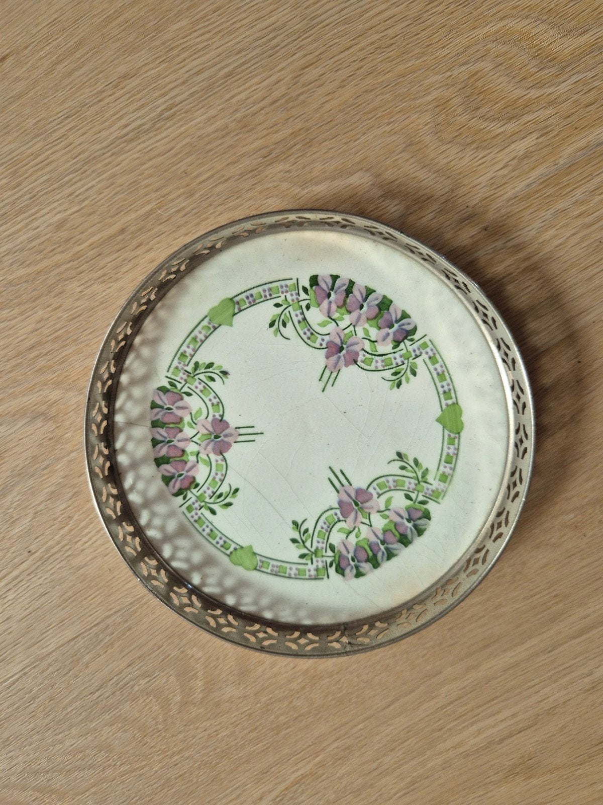 Vintage onderzetter met bloemmotief, Ophalen of Verzenden