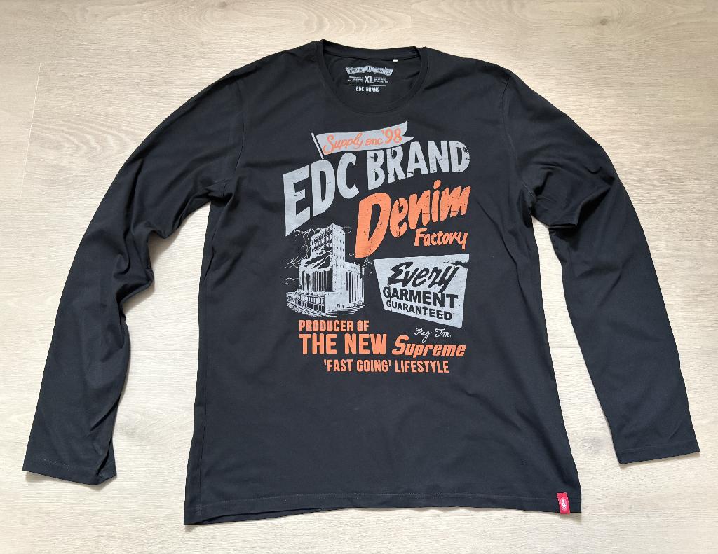 EDC by Esprit T-shirt met print, lange mouwen, Zwart Maat XL, Kleding | Heren, EDC, Zwart, Maat 56/58 (XL), Ophalen of Verzenden