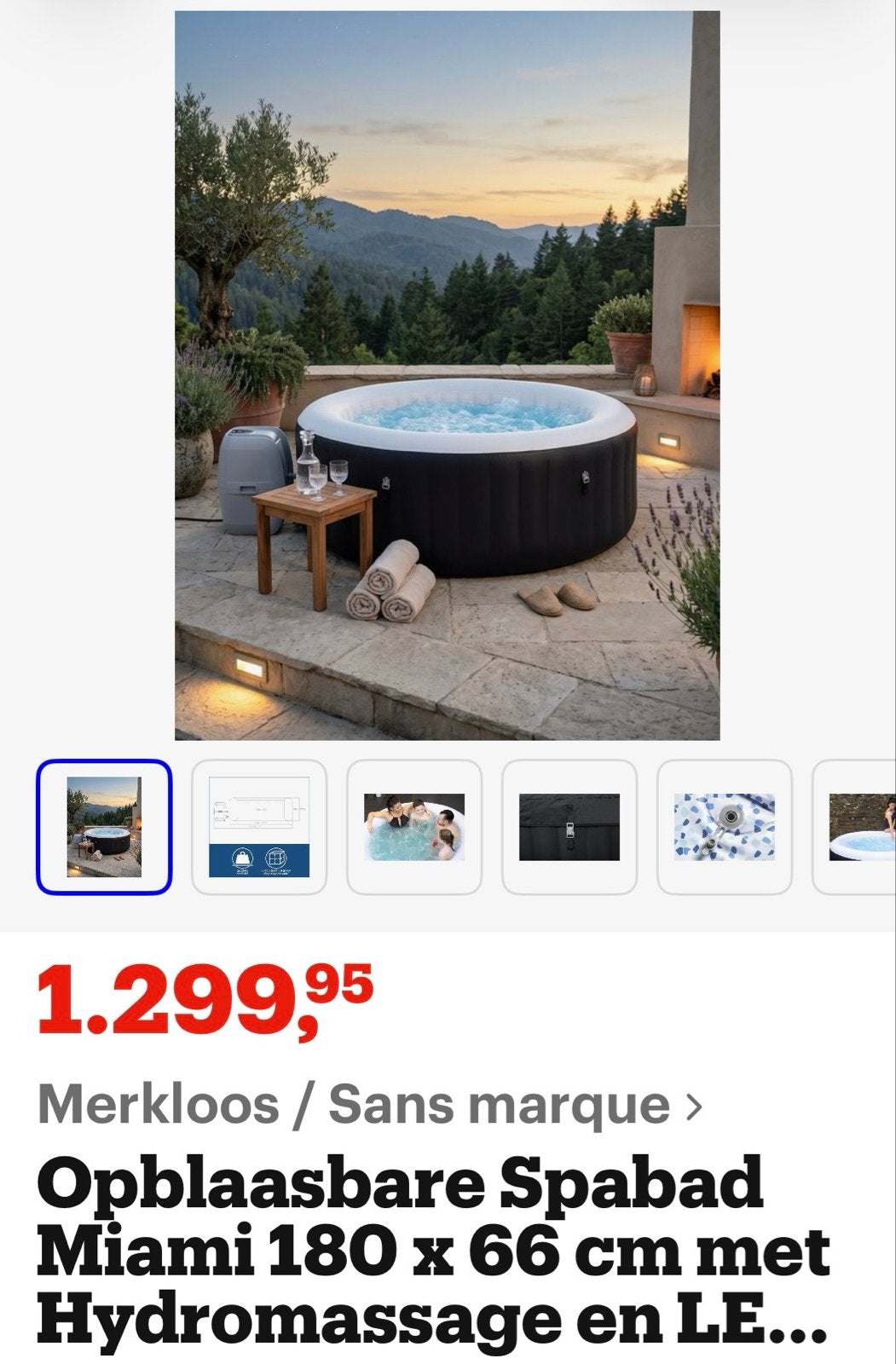 Lay-Z-Spa Miami Opblaasbare Spabad 180x66 cm met Hydromassag, Ophalen, Zo goed als nieuw, Filter, Opblaasbaar