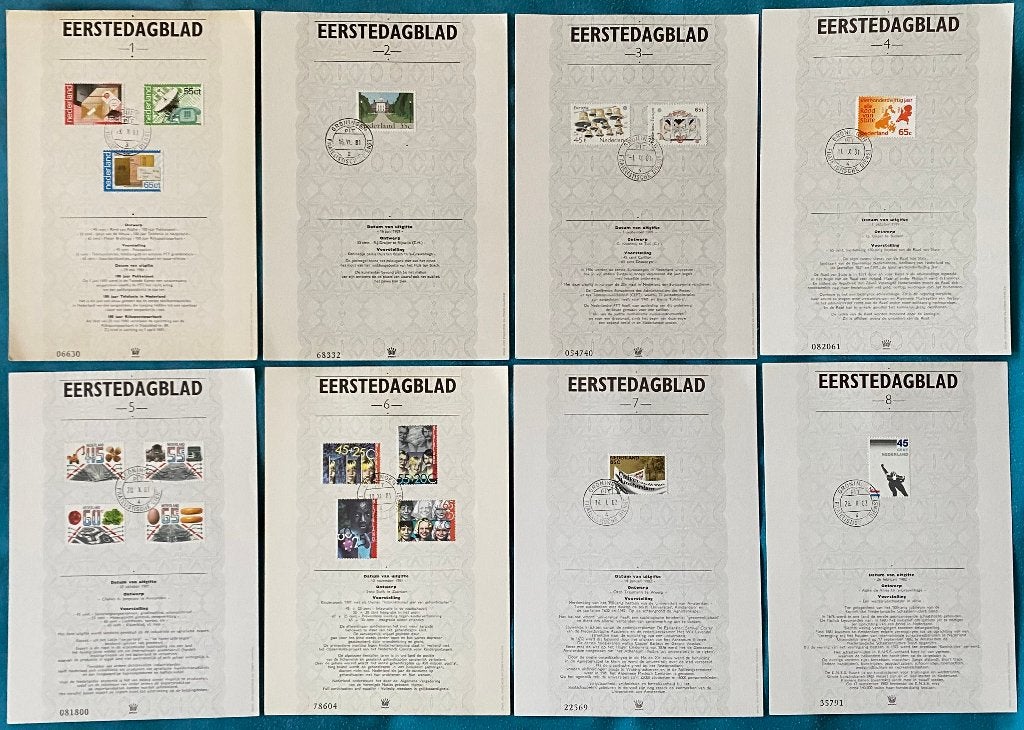 16 EersteDagBladen, nrs 1-15, 163 (2 foto's), Postzegels en Munten, Postzegels | Nederland, Ophalen of Verzenden, Na 1940, Gestempeld