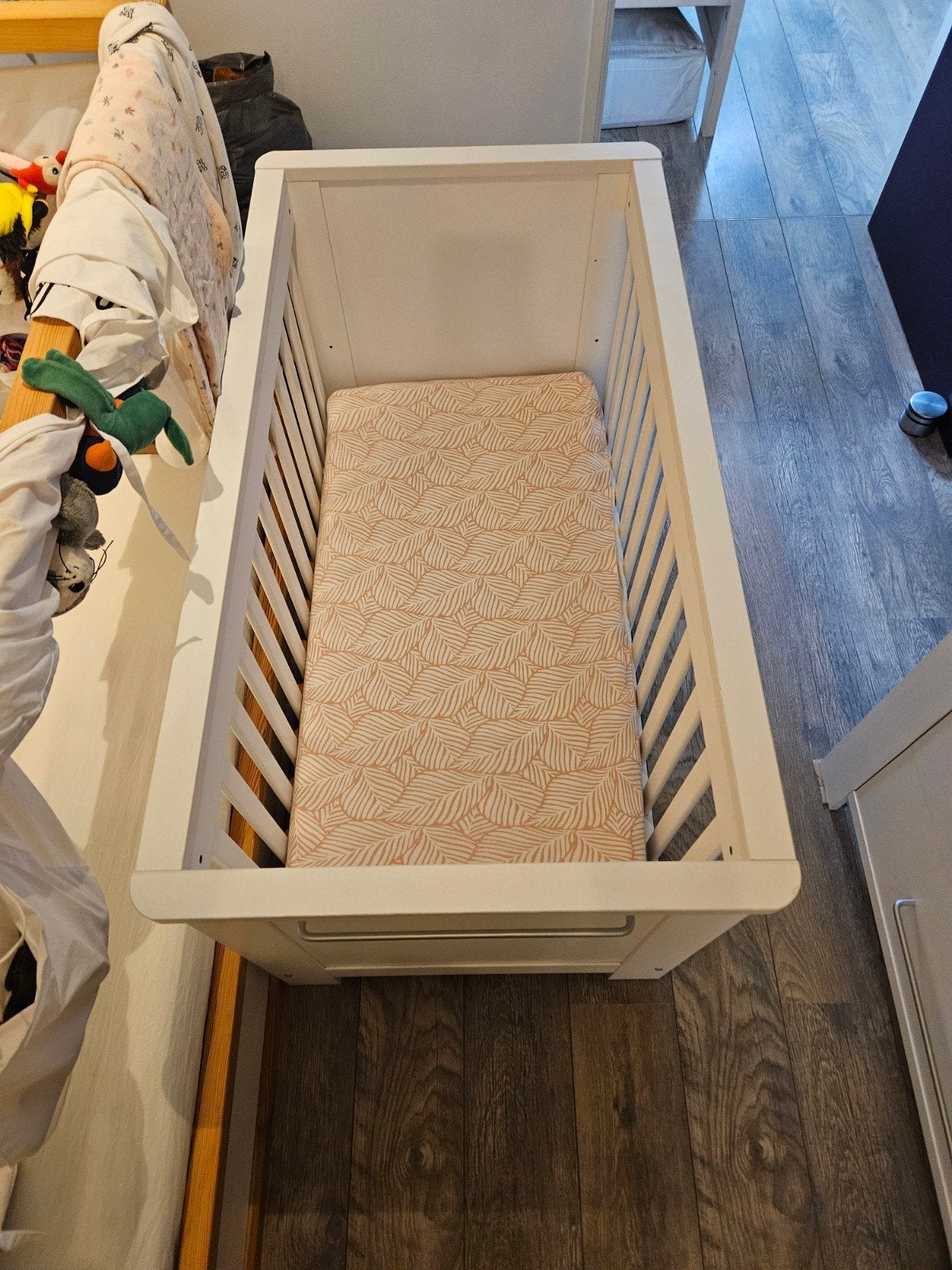 Born Lucky babybedje Jim wit met AeroSleep matras, Gebruikt, 70 tot 85 cm, Minder dan 140 cm, Ophalen