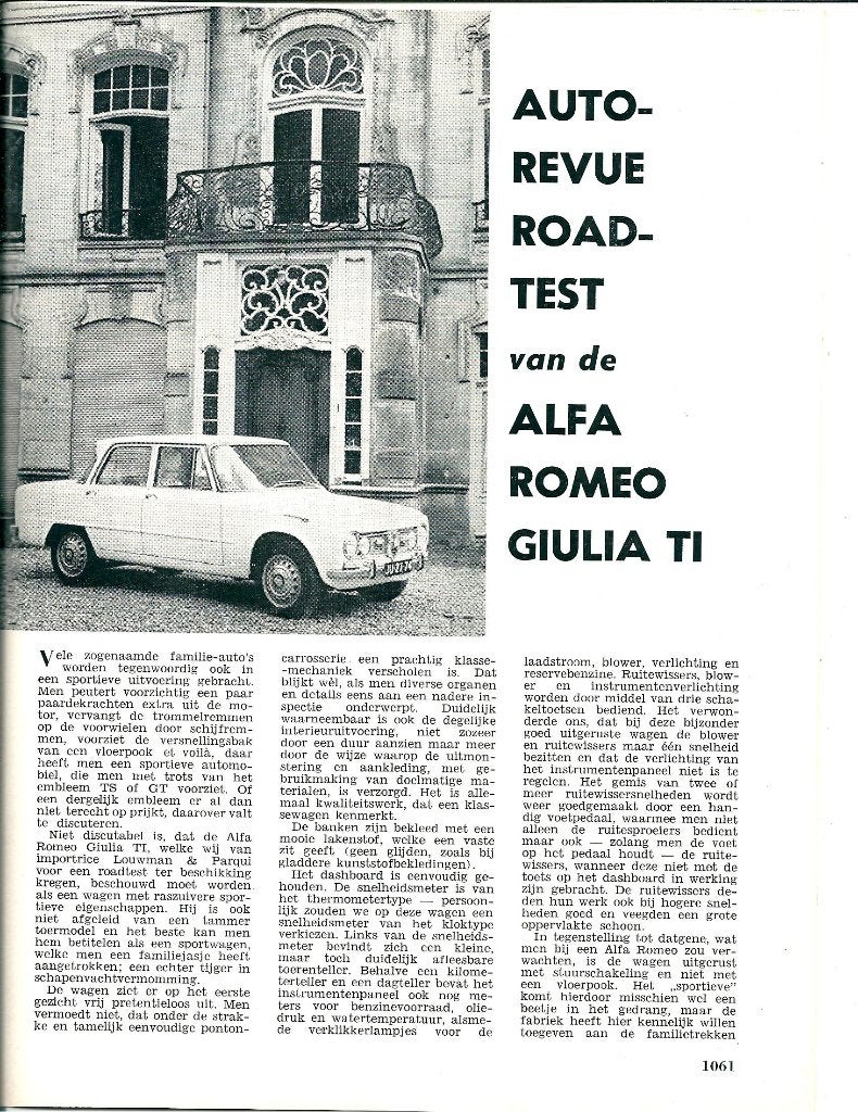 Autovisie test Alfa Romeo Giulia Ti 1963, Ophalen of Verzenden, Gelezen, Alfa Romeo