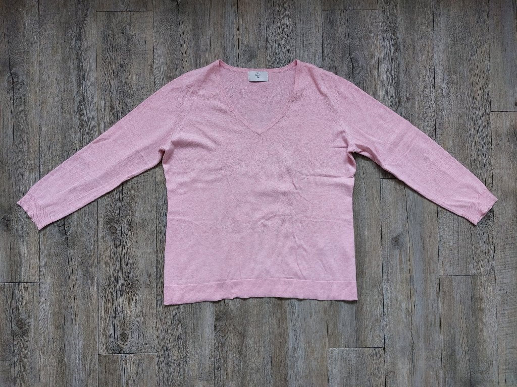 Trui met V-hals maat L (C&A), Maat 42/44 (L), Ophalen of Verzenden, Roze, Gedragen